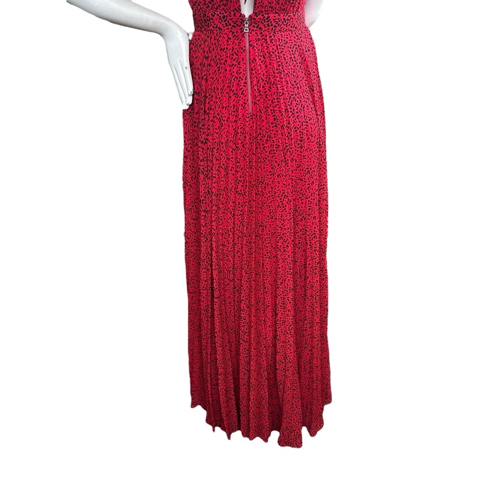Alice & Olivia Kelissa Red & Black Leopard Print High Halter Neck Gown Size 2 - Picture 10 of 12
